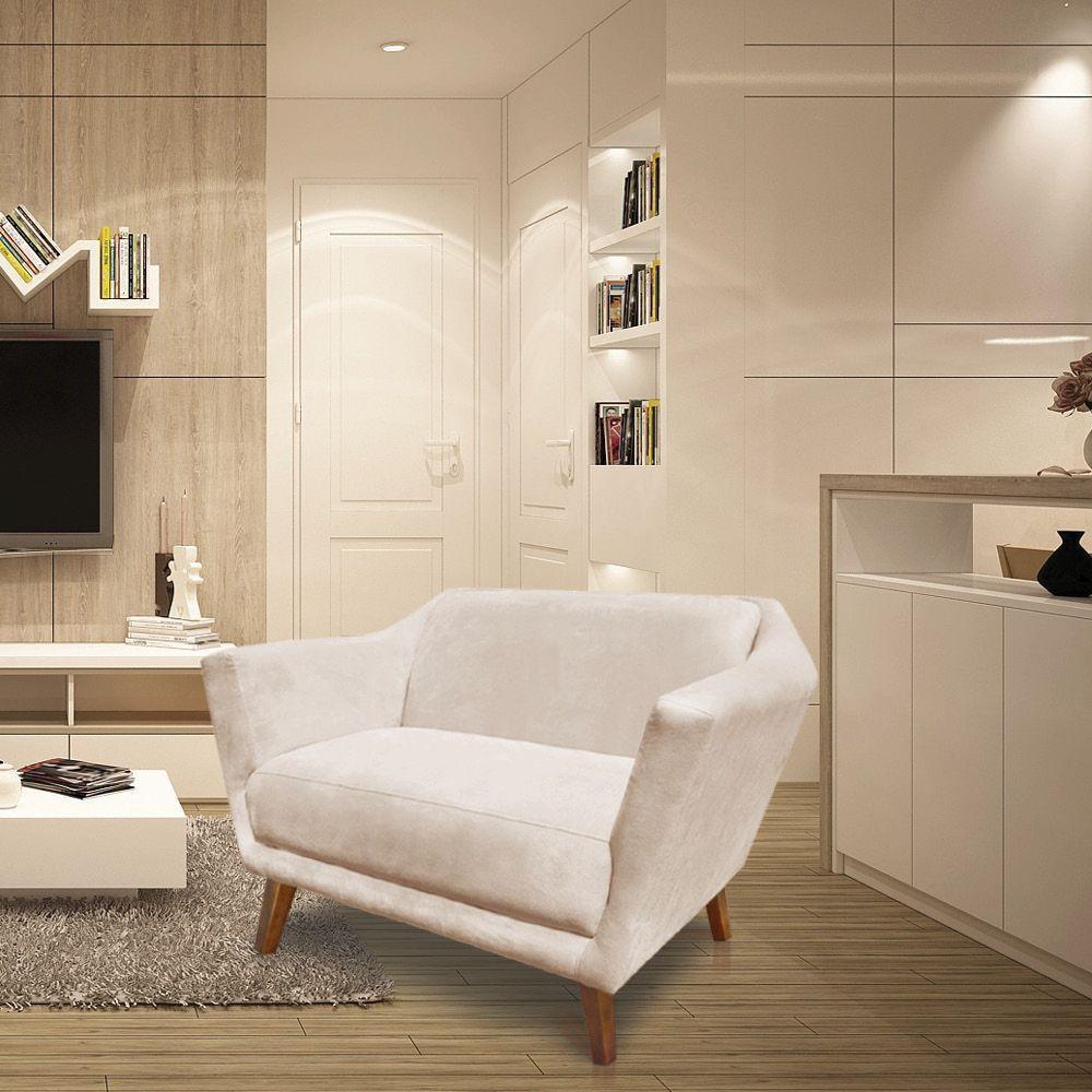 Namoradeira Lorena Suede Pés Castanho Bege - 2