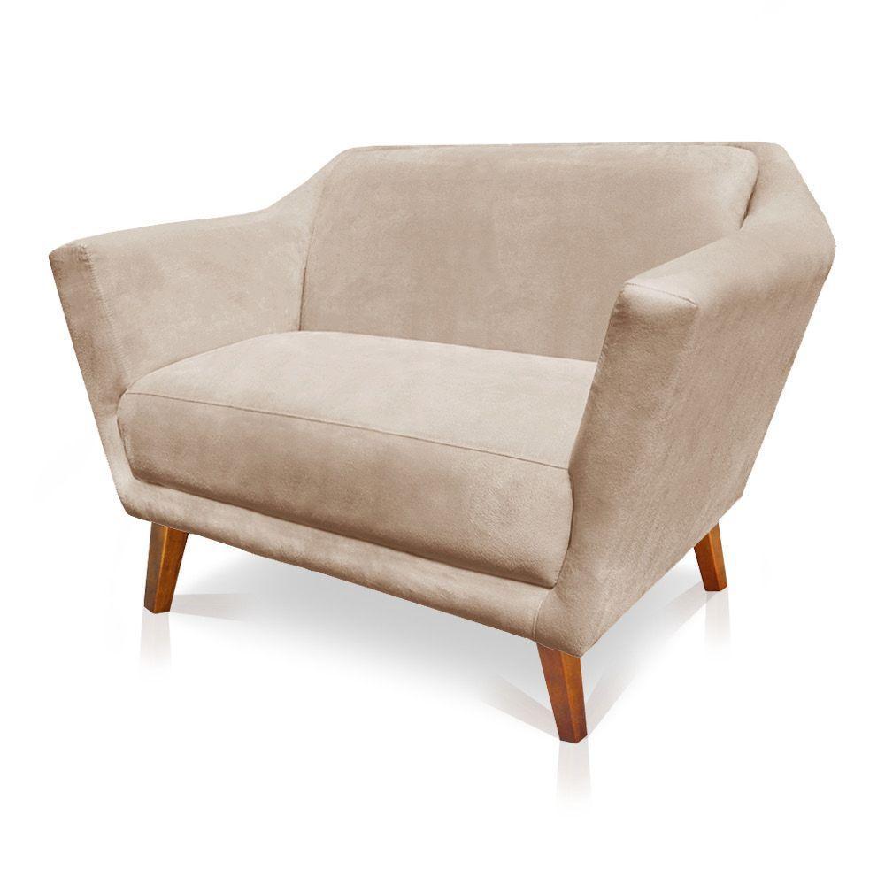 Namoradeira Lorena Suede Pés Castanho Bege - 3