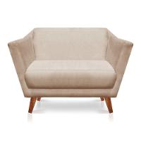 Namoradeira Lorena Suede Pés Castanho Bege - 1