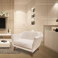 Namoradeira Lorena Suede Pés Castanho Bege - 2