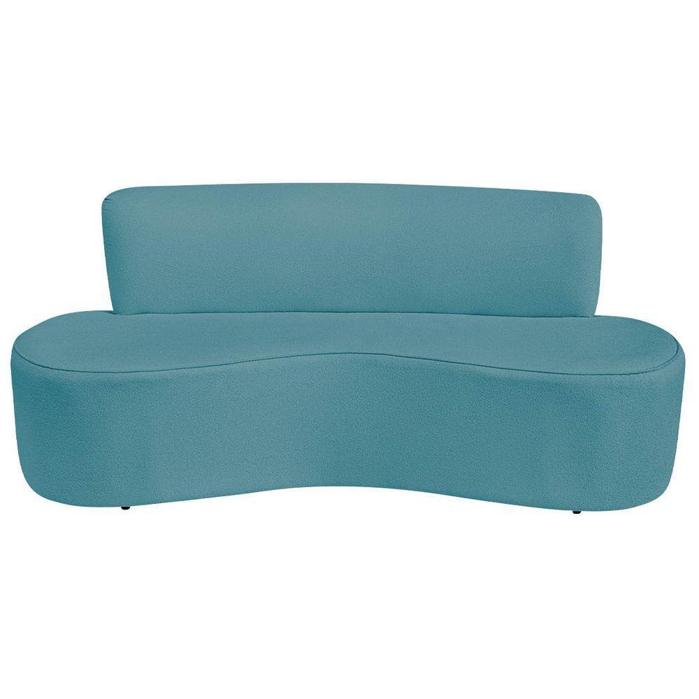 Sofá Curvo 3 Lugares Amsterdã 160cm Suede Cor Azul Turquesa - 4