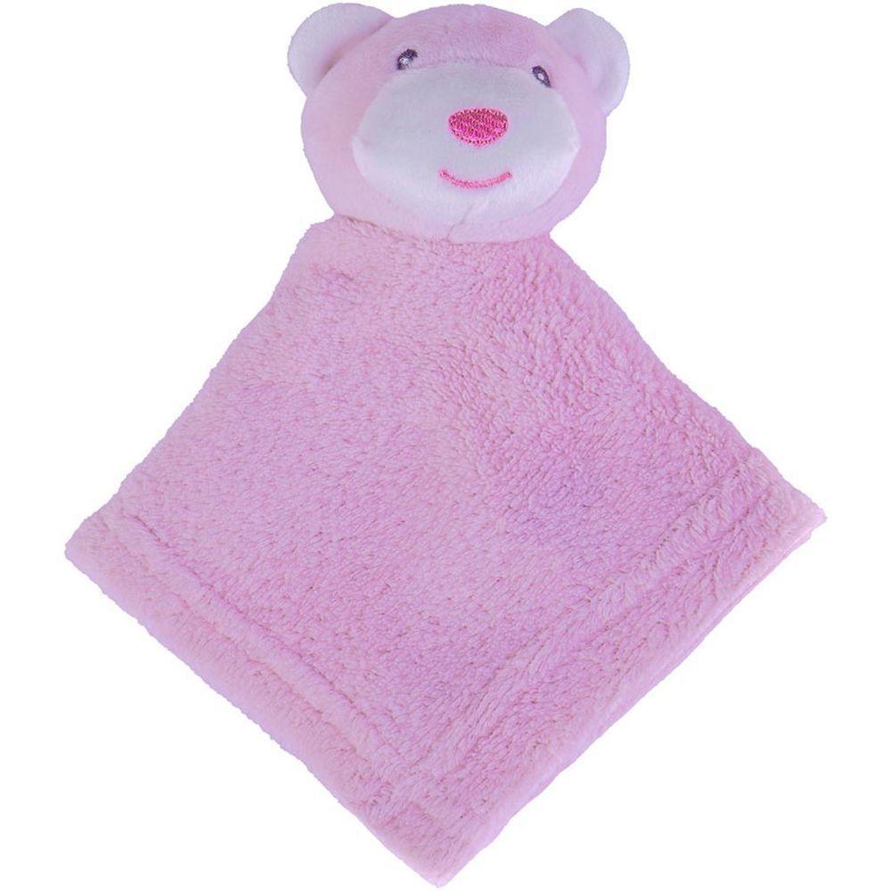 Naninha Para Meninas Coral Fleece 100% Poliéster 27x27cm Urso Rosa - 1