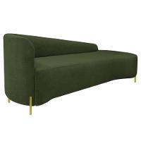 Divã Recamier Orgânico França 250cm Lado Dir Pés Metal Dourado Linho Verde