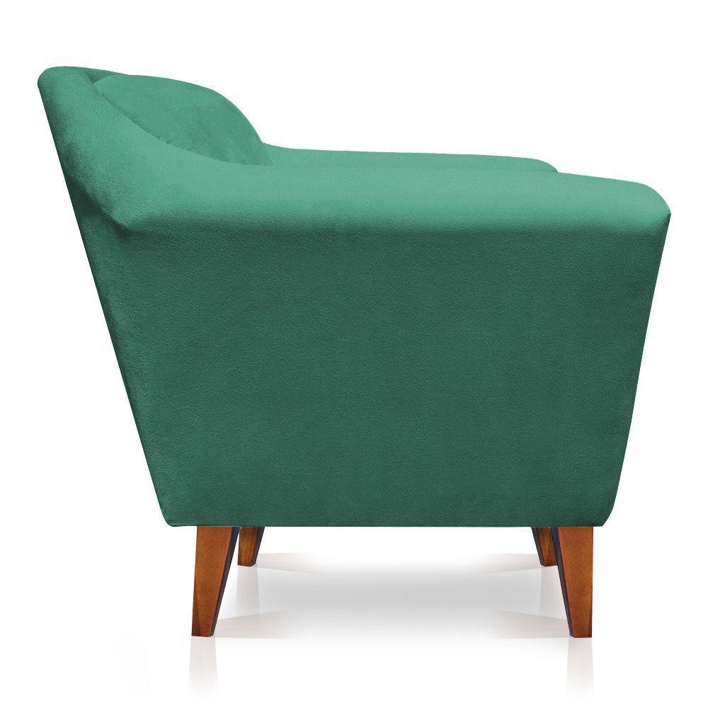 Poltrona Decorativa Lorena Suede Pés Castanho Azul Turquesa - 5