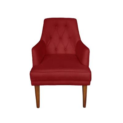 Cadeira Poltrona Decorativa Paris Sala De Jantar Recepção Retro Com Braça Suede Bordo Lar Móveis E Decoração