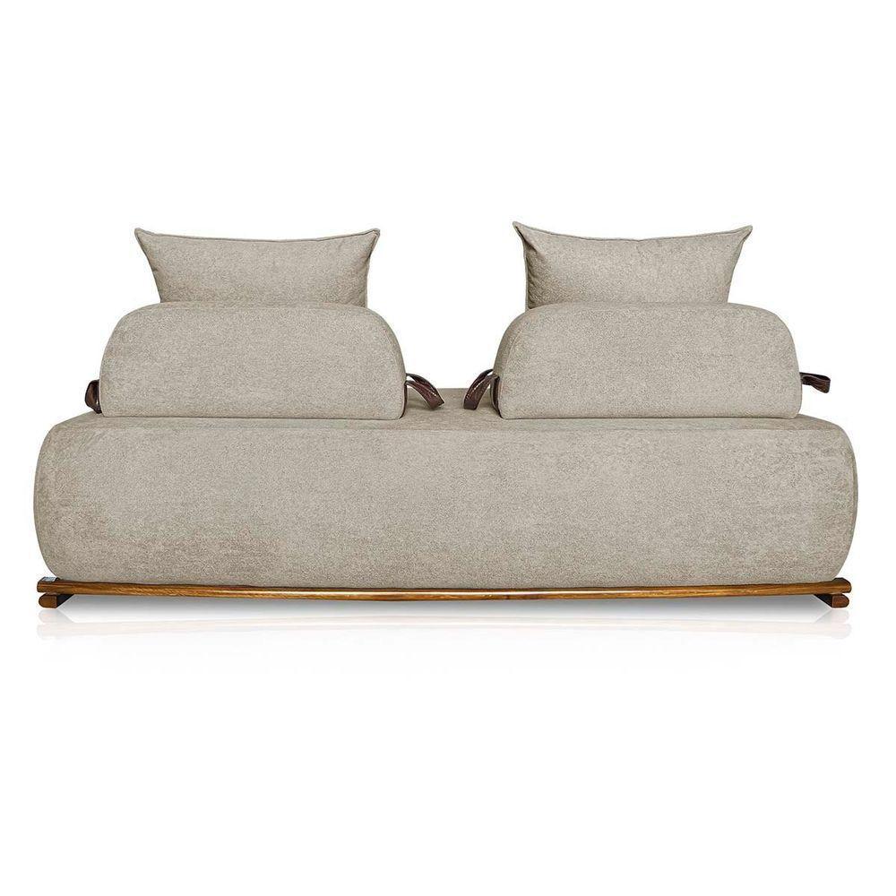 Sofá 3 Lugares Decoração Lazer Sala Ibiza Spz 180cm Bouclé - Amarena Móveis Bege-3301 - 4