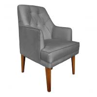 Kit 2 Cadeiras Poltronas Decorativa Paris Sala De Jantar Recepção Retro Com Braça Suede Cinza Lar Móveis E Decoração - 2