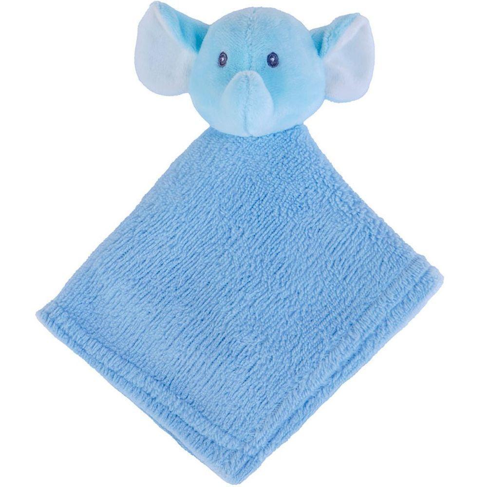 Naninha Para Meninos Coral Fleece 100% Poliéster 27x27cm Elefante Azul - 1