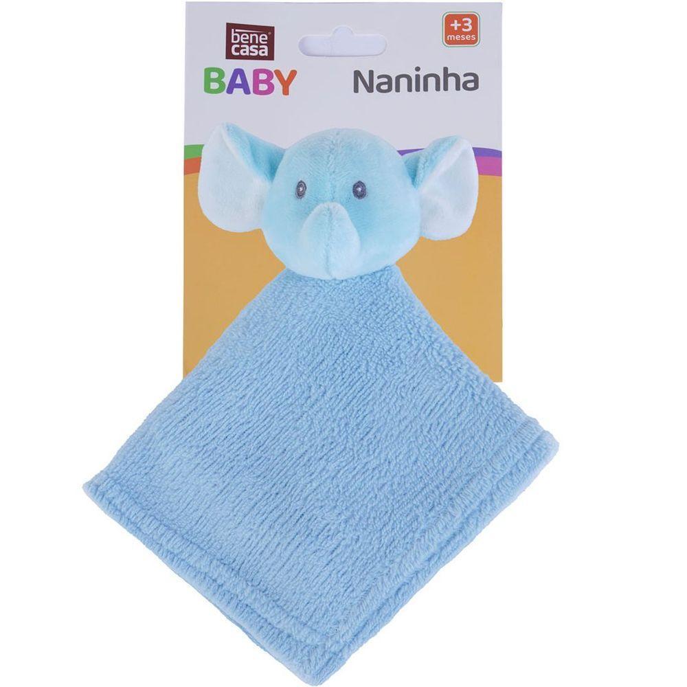 Naninha Para Meninos Coral Fleece 100% Poliéster 27x27cm Elefante Azul - 2