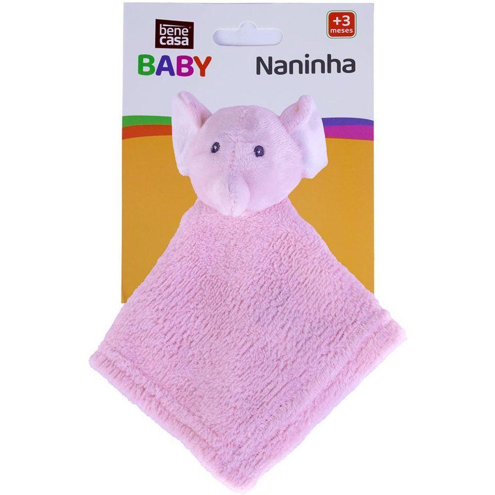 Naninha Para Meninas Coral Fleece 100% Poliéster 27x27cm Elefante Rosa - 2