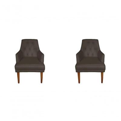 Kit 2 Cadeiras Poltronas Decorativa Paris Sala De Jantar Recepção Retro Com Braça Suede Marrom Lar Móveis E Decoração