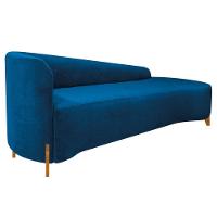 Divã Recamier Orgânico França 250cm Lado Dir Pés Madeira Linho Azul Royal