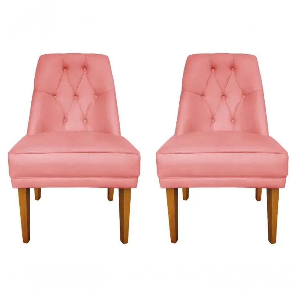 Kit 2 Cadeira Para Sala De Jantar Escritório Estofada Berlim Retro Suede Rosa Claro Eli Móveis E Decoração - 1