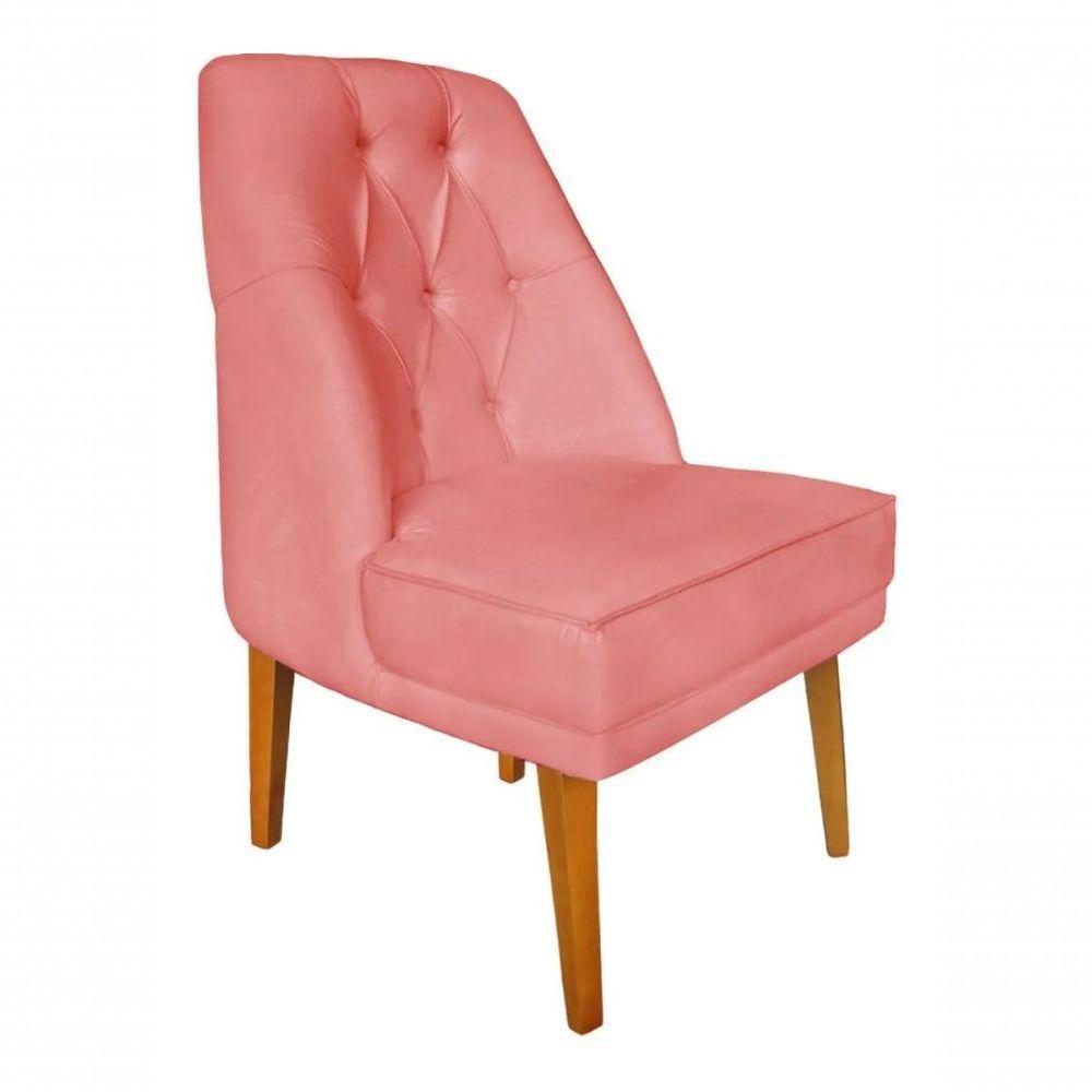 Kit 2 Cadeira Para Sala De Jantar Escritório Estofada Berlim Retro Suede Rosa Claro Eli Móveis E Decoração - 2