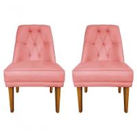 Kit 2 Cadeira Para Sala De Jantar Escritório Estofada Berlim Retro Suede Rosa Claro Eli Móveis E Decoração - 1