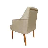 Kit 2 Cadeiras Poltronas Decorativa Paris Sala De Jantar Recepção Retro Com Braça Suede Bege Lar Móveis E Decoração - 3