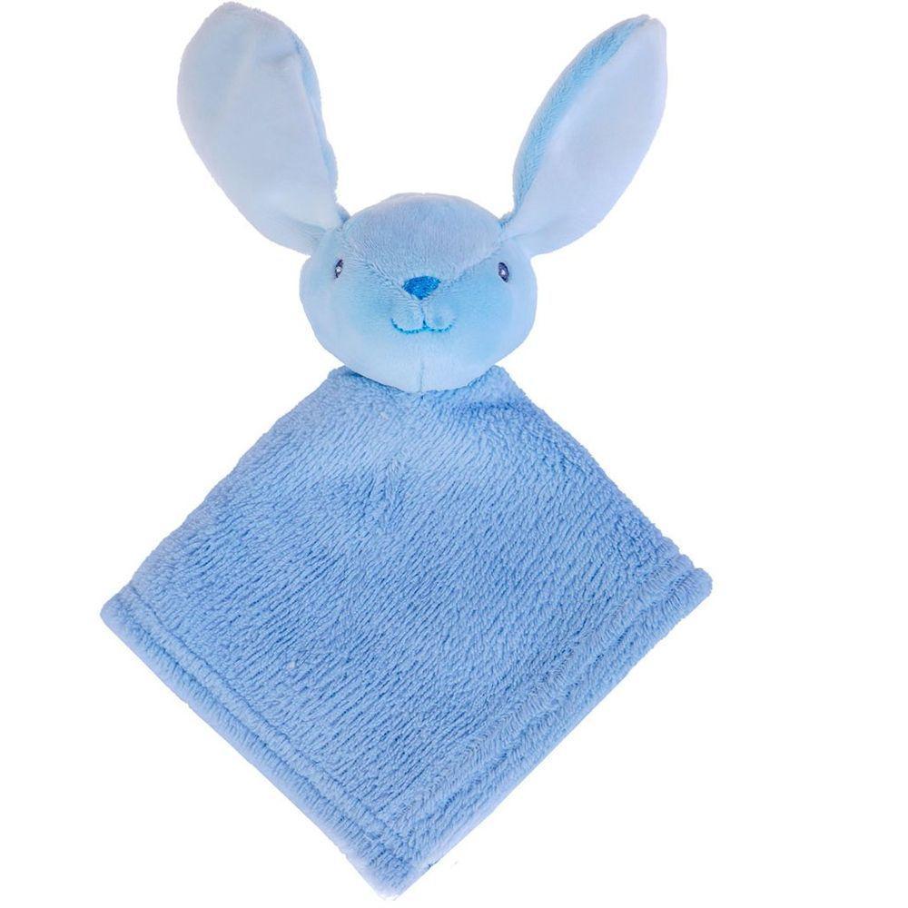 Naninha Para Meninos Coral Fleece 100% Poliéster 27x27cm Coelho Azul - 1