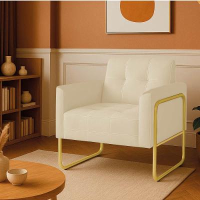 Poltrona Elisa Suede D03 Sala Industrial Alta Tubo Dourado Suede Bege D'Rossi