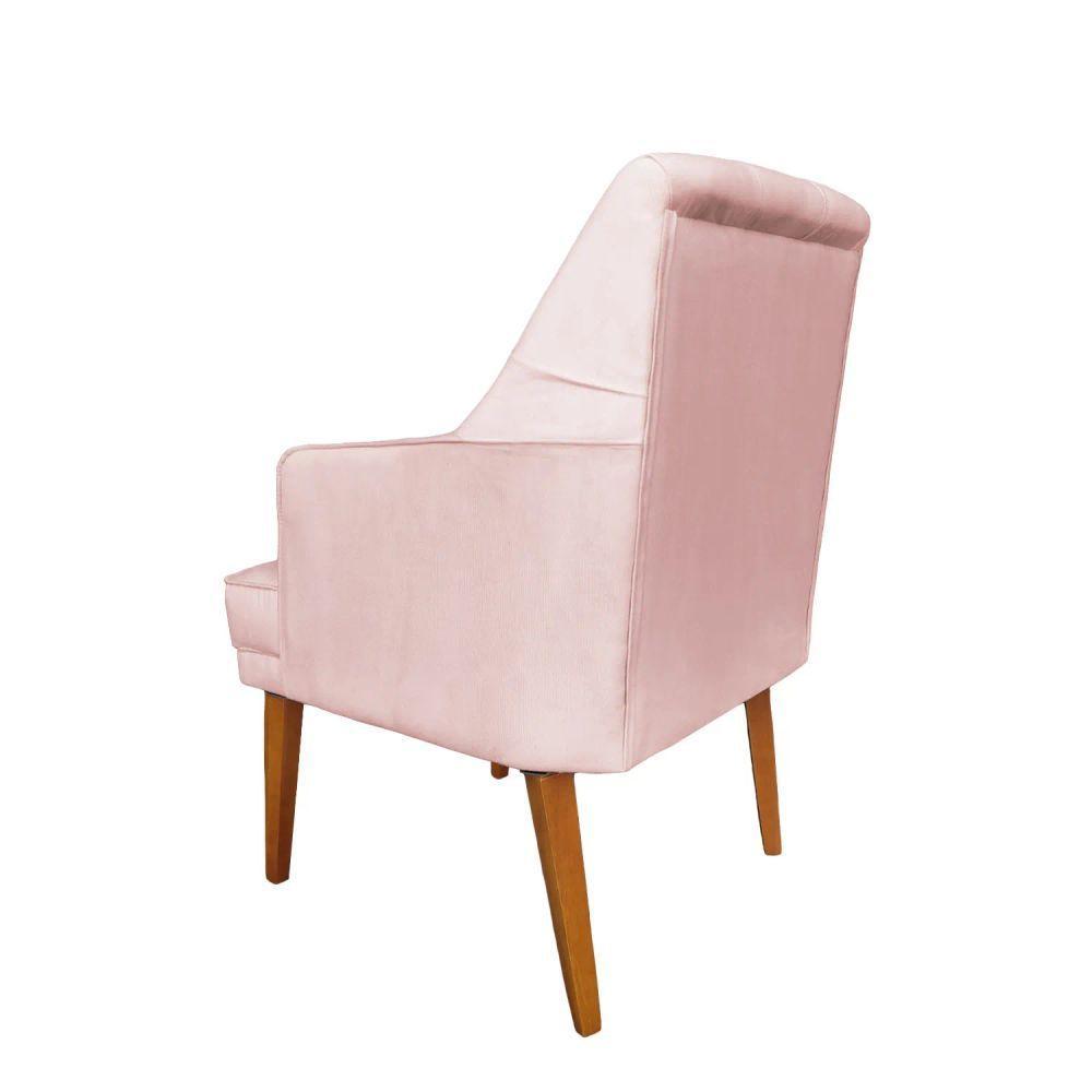 Cadeira Poltrona Decorativa Paris Sala De Jantar Recepção Retro Com Braça Suede Rosa Bebê Lar Móveis E Decoração - 3