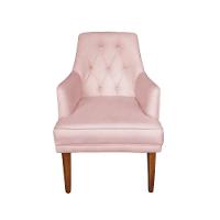 Cadeira Poltrona Decorativa Paris Sala De Jantar Recepção Retro Com Braça Suede Rosa Bebê Lar Móveis E Decoração - 1