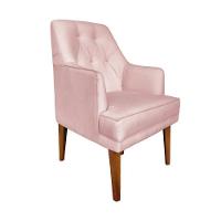 Cadeira Poltrona Decorativa Paris Sala De Jantar Recepção Retro Com Braça Suede Rosa Bebê Lar Móveis E Decoração - 2