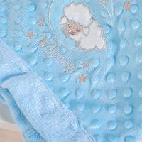 Manta Bebê Bene Casa Dots New 100x70cm Com Bordado Blue Ovelhinha - 3