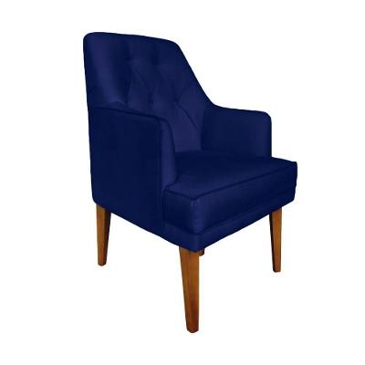 Cadeira Poltrona Decorativa Paris Sala De Jantar Recepção Retro Com Braça Suede Azul Marinho Lar Móveis E Decoração