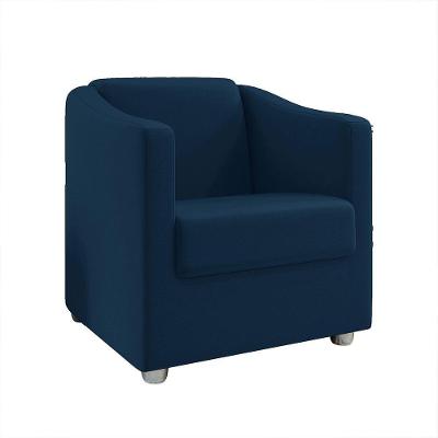 Poltrona Decorativa Tilla Suede Pés Cromado Azul Marinho
