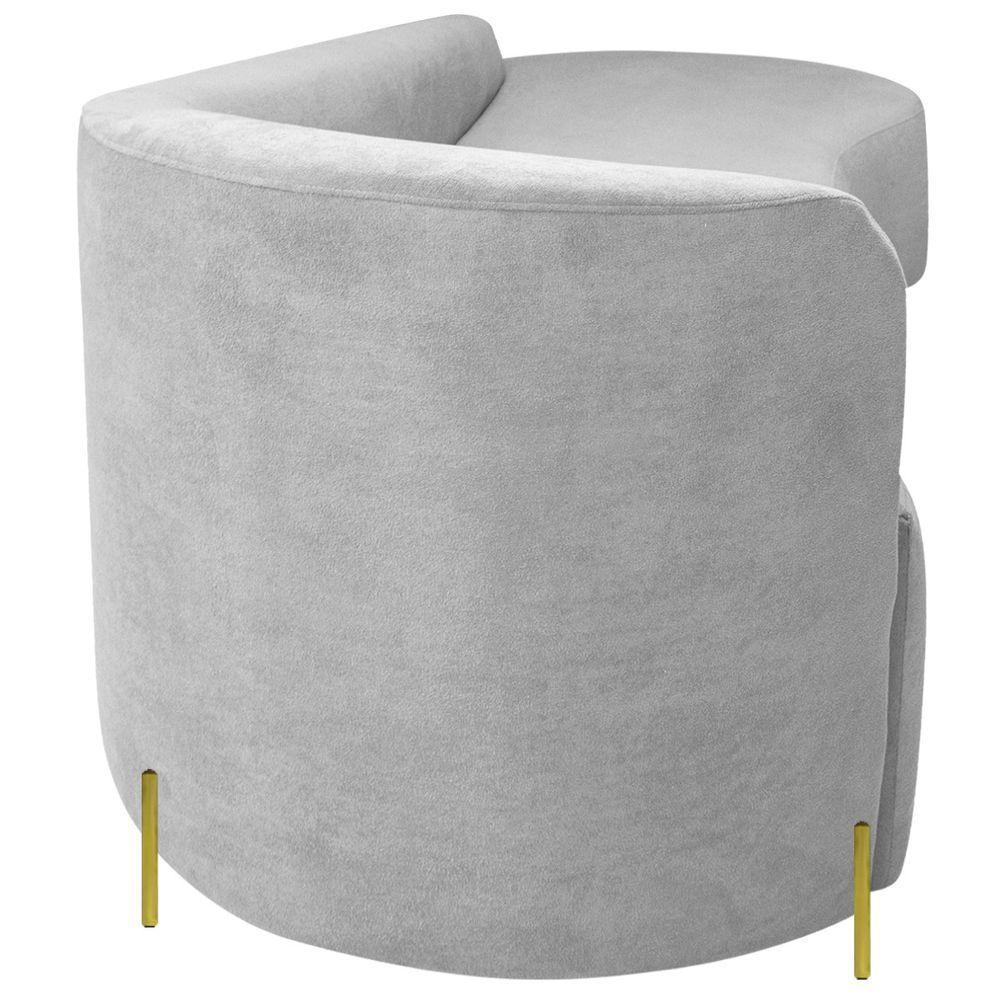 Divã Recamier Orgânico França 250cm Lado Dir Pés Metal Dourado Bouclé Branco - 5