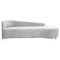 Divã Recamier Orgânico França 250cm Lado Dir Pés Metal Dourado Bouclé Branco - 2