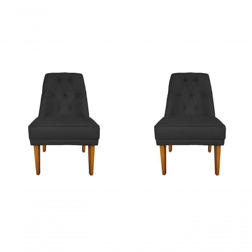 Kit 2 Cadeira Para Sala De Jantar Escritório Estofada Berlim Retro Suede Preto Eli Móveis E Decoração - 1
