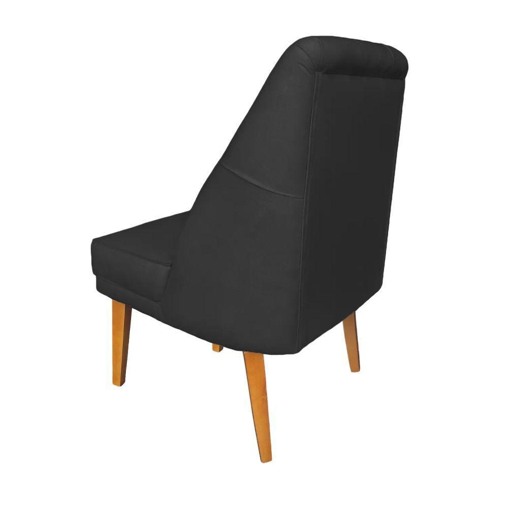 Kit 2 Cadeira Para Sala De Jantar Escritório Estofada Berlim Retro Suede Preto Eli Móveis E Decoração - 3