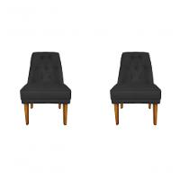 Kit 2 Cadeira Para Sala De Jantar Escritório Estofada Berlim Retro Suede Preto Eli Móveis E Decoração - 1