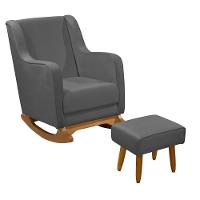 Cadeira Poltrona Amamentação Balanço áquila C/puff Veludo Grafite - 1