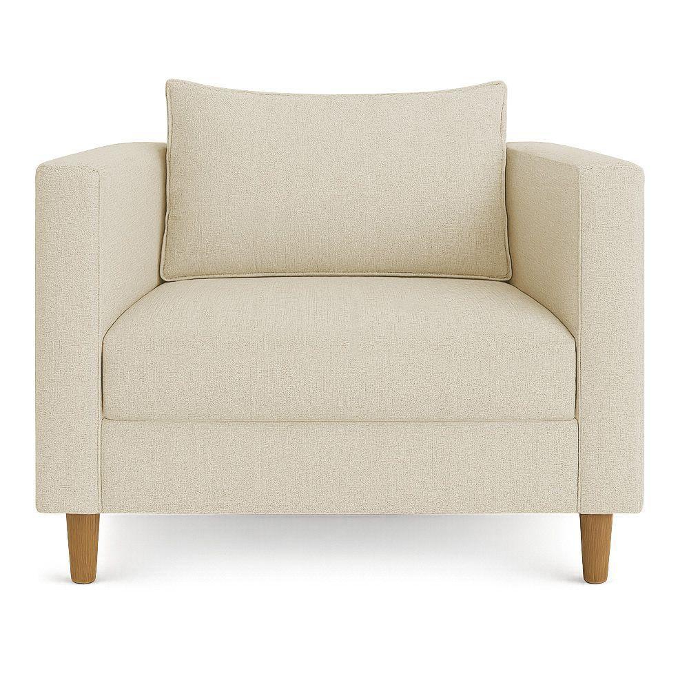 Poltrona Decorativa Helena Linho Pés Madeira Dourado - 3