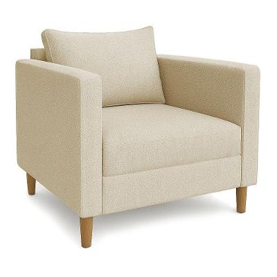 Poltrona Decorativa Helena Linho Pés Madeira Dourado