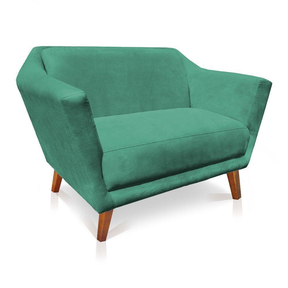 Namoradeira Lorena Suede Pés Castanho Azul Turquesa - 5