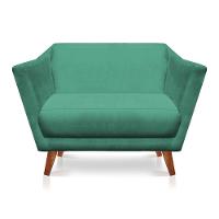 Namoradeira Lorena Suede Pés Castanho Azul Turquesa - 1