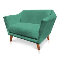 Namoradeira Lorena Suede Pés Castanho Azul Turquesa