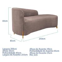 Divã Recamier Orgânico França 250cm Lado Dir Pés Madeira Linho Rosê - 6