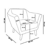 Poltrona Decorativa Lorena Suede Pés Castanho Marrom - 6