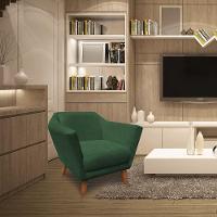 Poltrona Decorativa Lorena Suede Pés Castanho Verde - 2