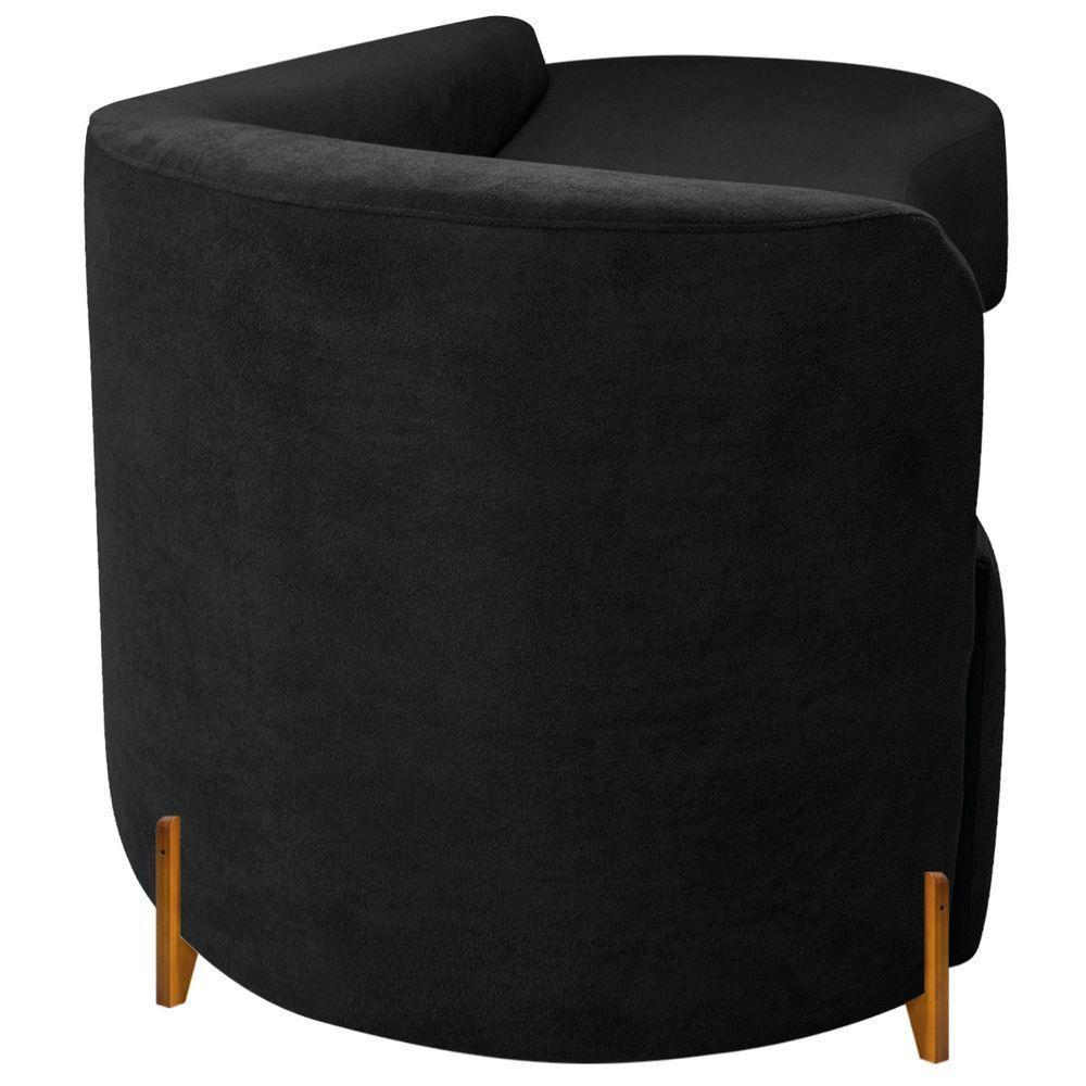 Divã Recamier Orgânico França 250cm Lado Dir Pés Madeira Bouclé Preto - 5