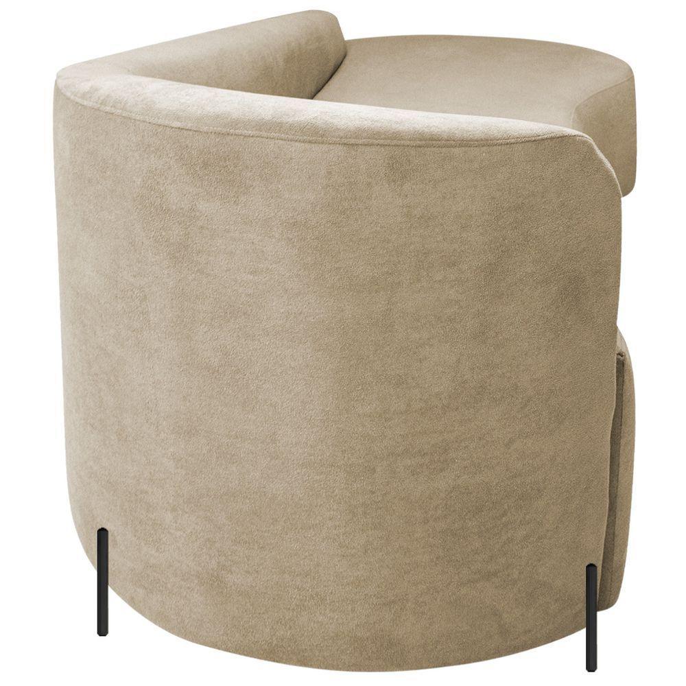 Divã Recamier Orgânico França 250cm Lado Dir Pés Metal Preto Bouclé Bege - 5