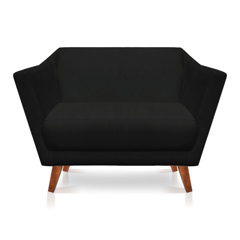 Namoradeira Lorena Suede Pés Castanho Preto - 1