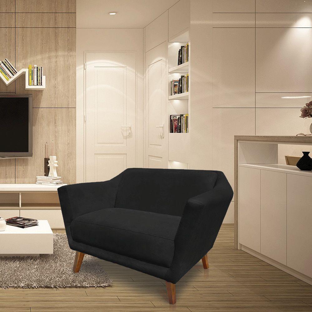 Namoradeira Lorena Suede Pés Castanho Preto - 2