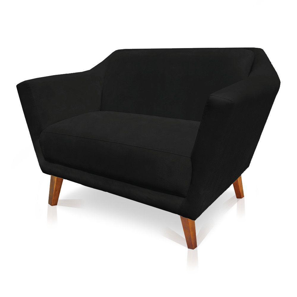 Namoradeira Lorena Suede Pés Castanho Preto - 3