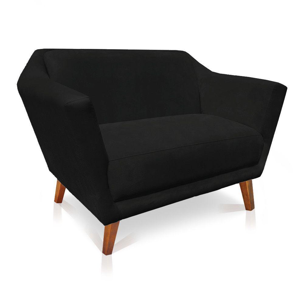 Namoradeira Lorena Suede Pés Castanho Preto - 4