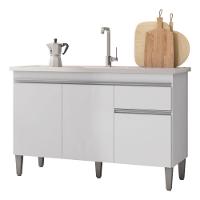 Multiuso Gabinete Balcão Tatiane 120cm 3 Portas S/tampo - Branco - 1