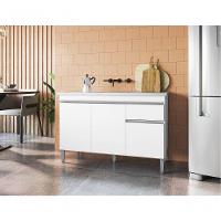 Multiuso Gabinete Balcão Tatiane 120cm 3 Portas S/tampo - Branco - 3